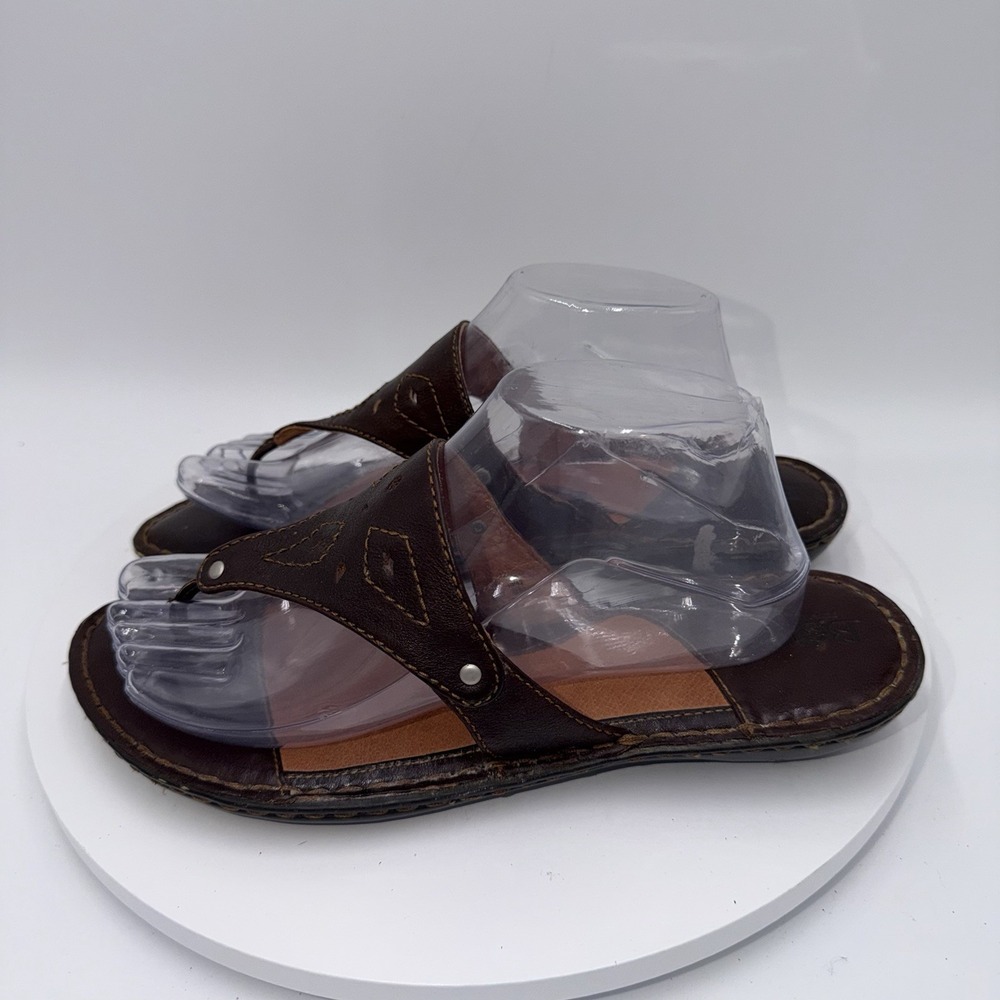 Born Thong Cutout Sandals Women's Size 10 Black Slide Hand Crafted Footwear